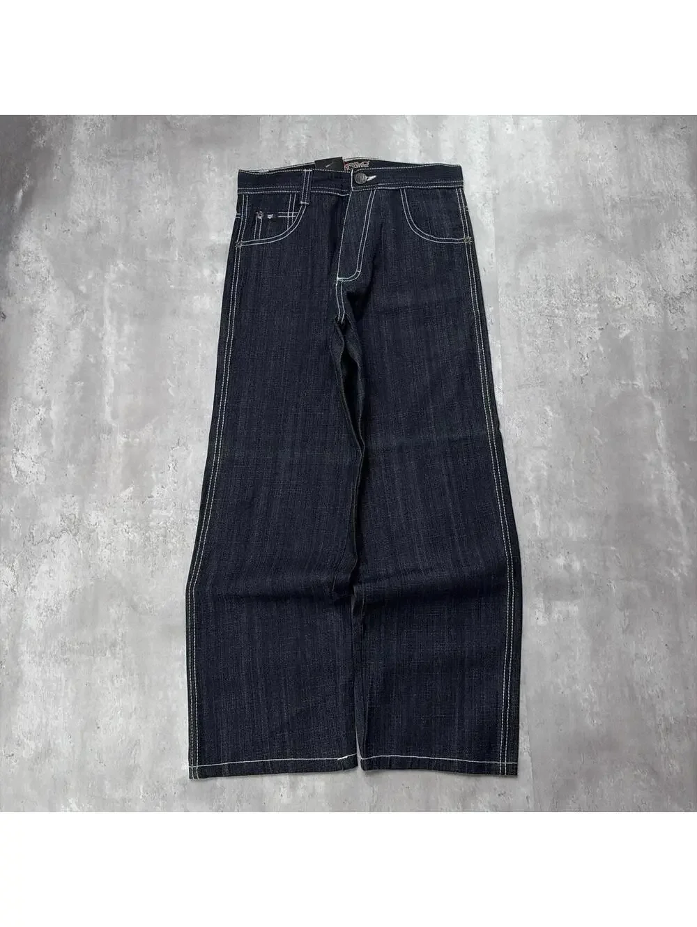 Y2K Dark Wash Stylo Grunge Gothic Deadstock Baggy Skater Denim Jeans